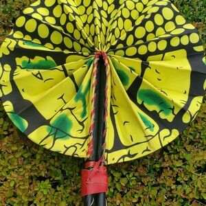 Vibrant Yellow and Black Handheld Fan